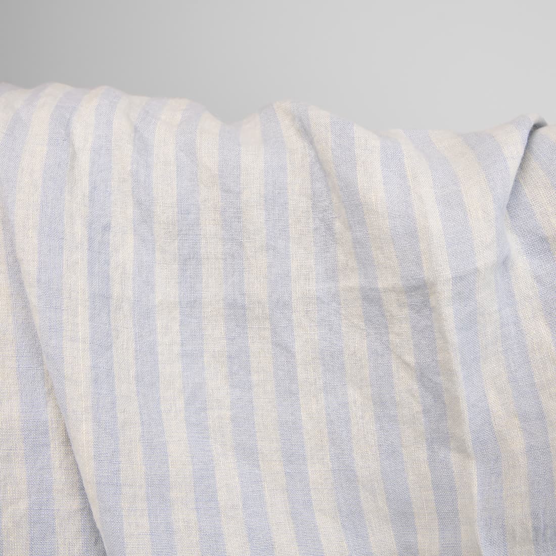linen fabric in blue cream stripes